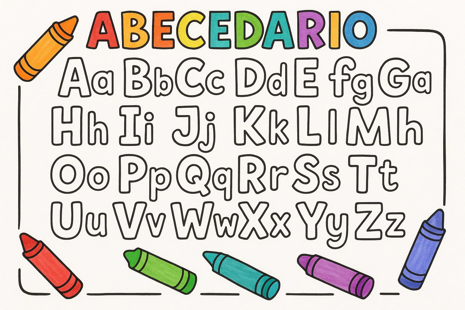 Abecedario para Colorear: Mayúsculas y Minúsculas 1 Abecedario para colorear con letras mayúsculas y minúsculas