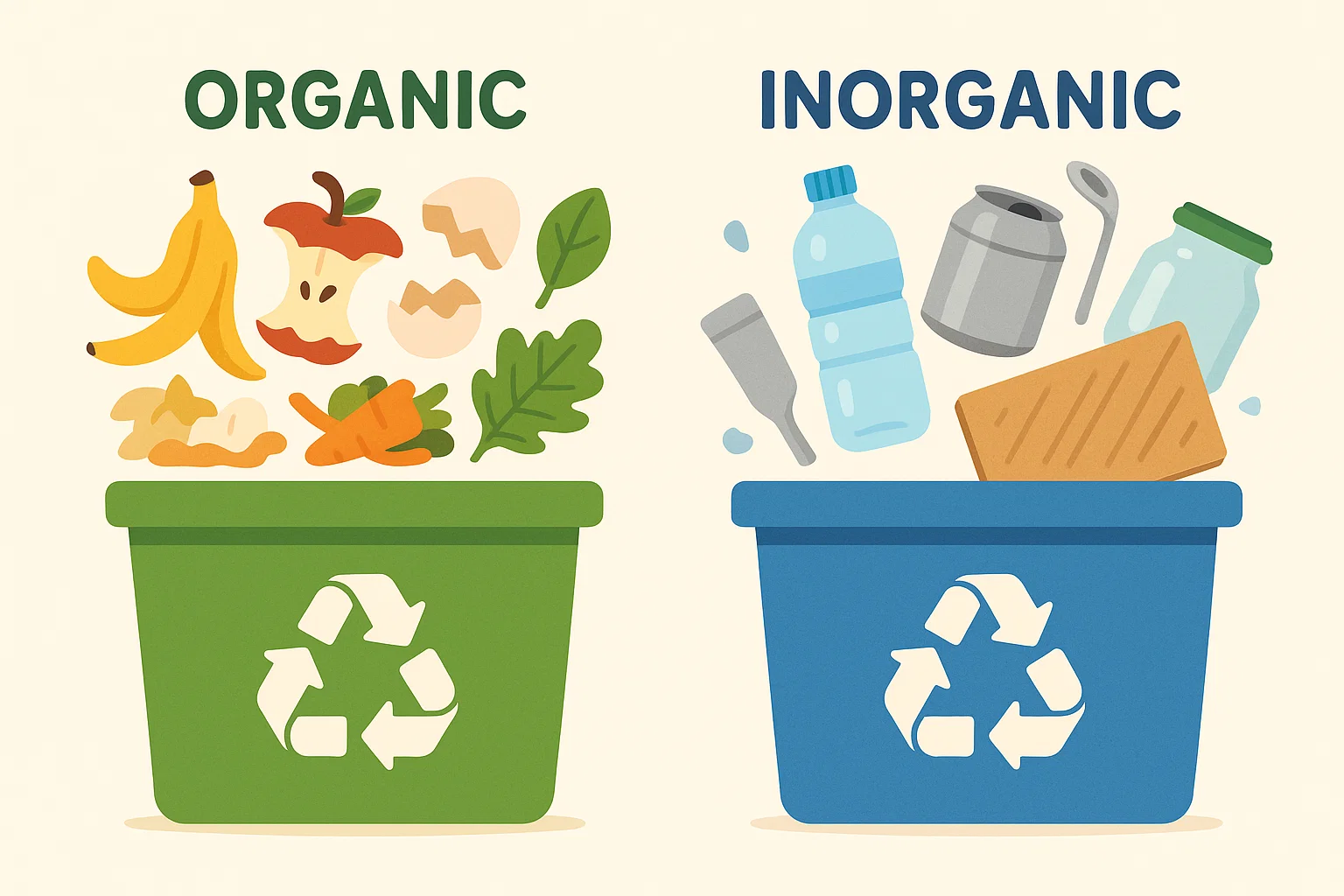 Basura Orgánica e Inorgánica: Imágenes, Ejemplos y Diferencias Claras 1 Imágenes de basura orgánica e inorgánica con ejemplos claros para niños